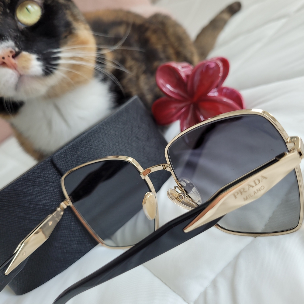 Prada Gold and Black Women's Sunglasses